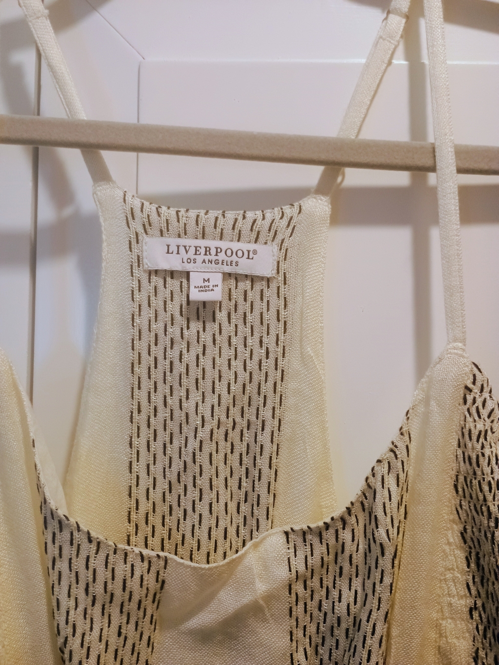 Liverpool Charcoal Thread Striped Cream Maxi Dress Adjustable Spaghetti Straps - Picture 4 of 9